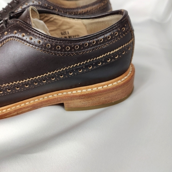 Taylor Stitch The Brogue Lace Up Espresso Leather Wingtip Dress Men's Shoes Sz 8 - Picture 6 of 10